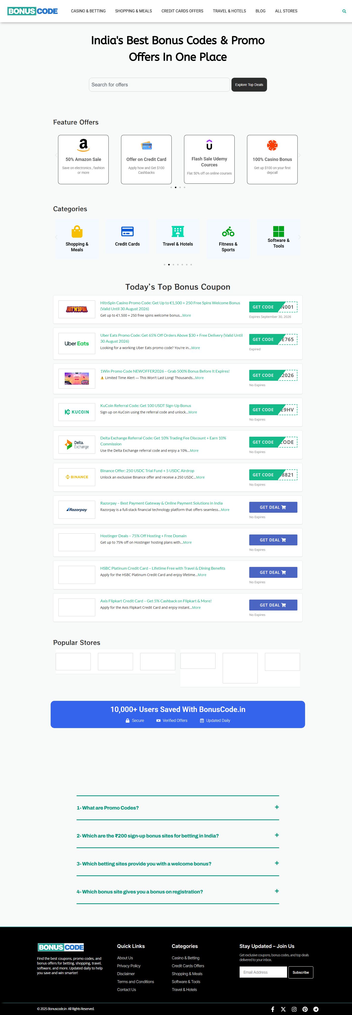 BonusCode.in website preview