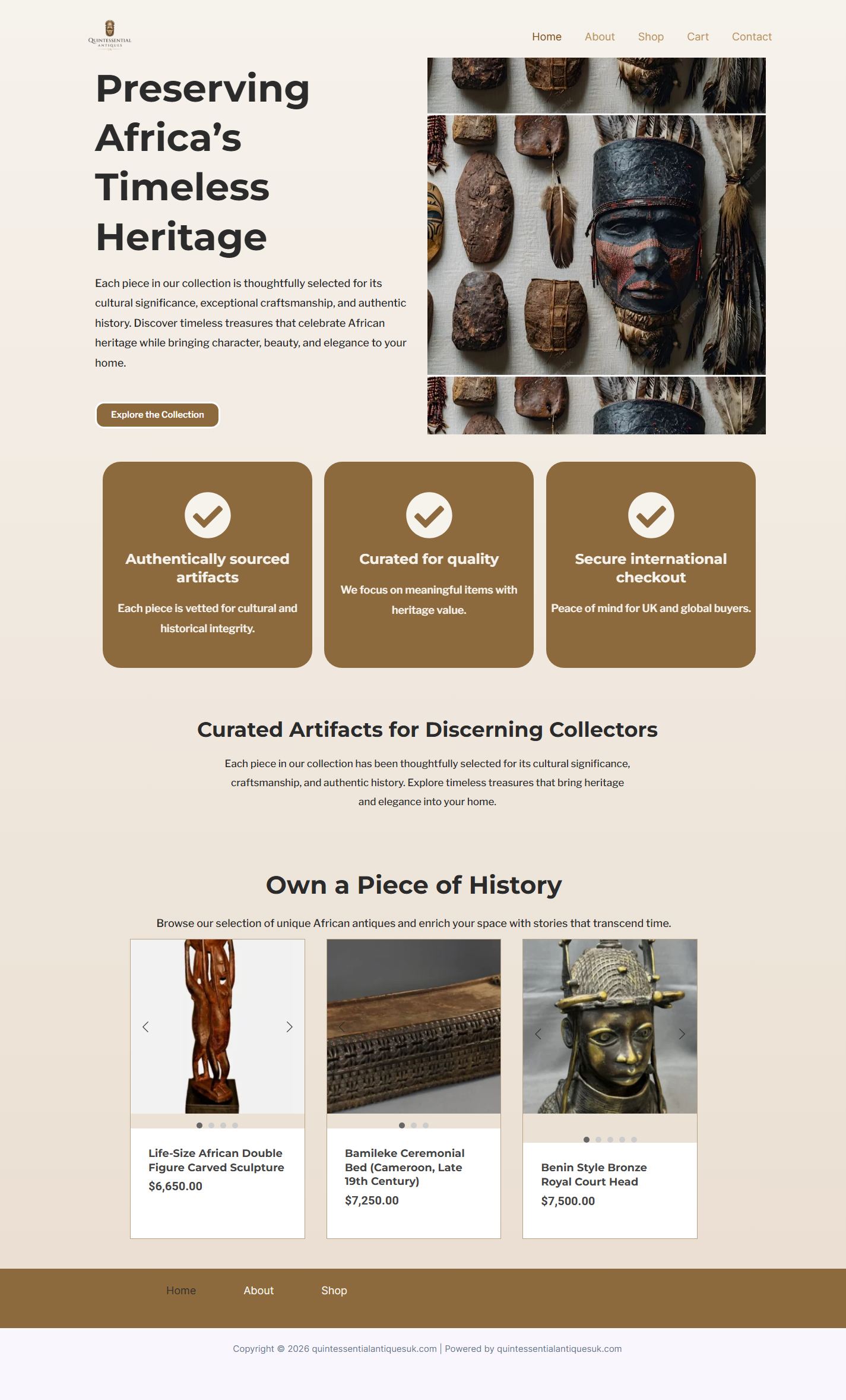 Quintessential Antiques UK website preview